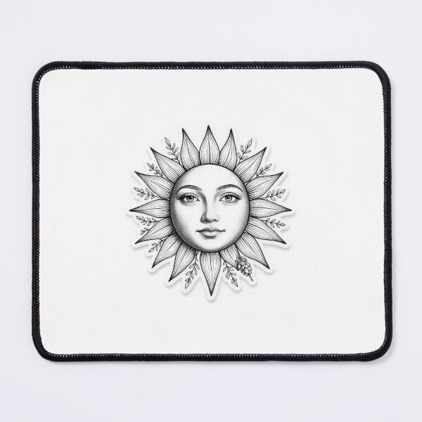 Item preview, Celestial Sun Face Boho Line Art Sticker | Vintage Mystical Botanical Sun Goddess Illustration designed and sold by Hari Arts.