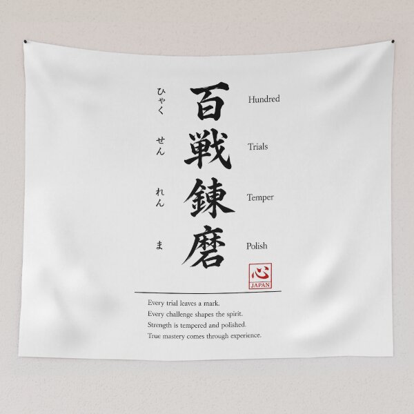 Item preview, Hyakusen Renma (百戦錬磨) 　A | Yojijukugo Japanese Idiom Kanji Art designed and sold by KOKORO by JAPAN.