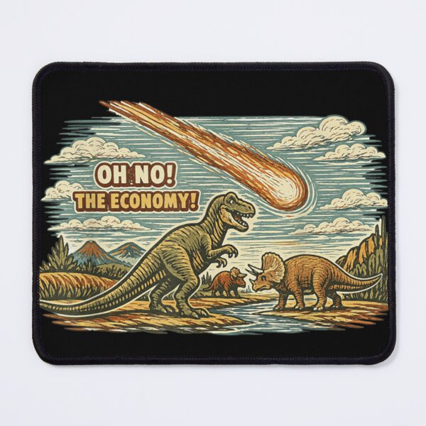 Item preview, Oh No The Economy Dinosaur Meteor Funny Extinction Meme Design designed and sold by MassonCalepon.