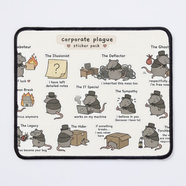 Item preview, Corporate Plague Rat Sticker Pack designed and sold by Cozy Moss Studio.