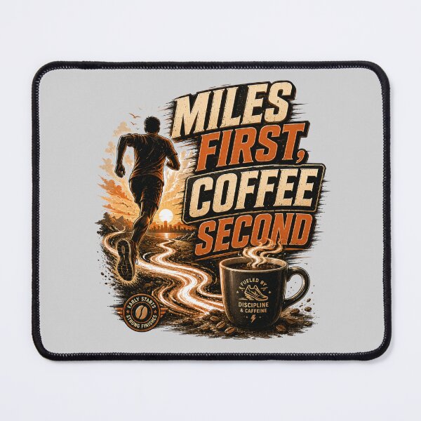Item preview, Running Coffee Lover Miles First Coffee Second designed and sold by pradeepvisuals.