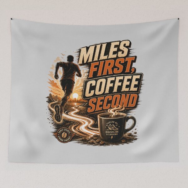 Item preview, Running Coffee Lover Miles First Coffee Second designed and sold by pradeepvisuals.