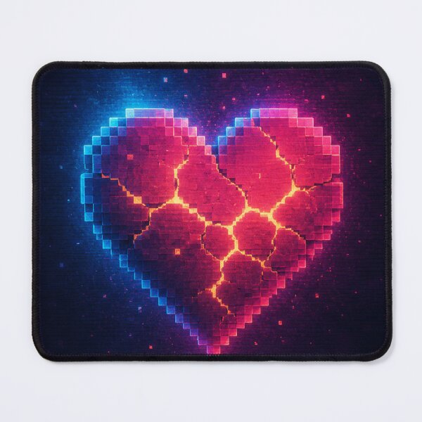 Item preview, Cracked Pixel Heart - Glowing Lava 8-Bit Print designed and sold by EtermaoDigital.