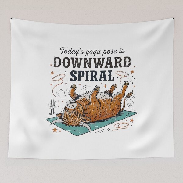 Item preview, Funny Highland Cow Yoga Downward Spiral Western Cow Meditation Design designed and sold by kiralynstration.