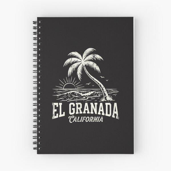 Item preview, Diseño vintage de El Granada, California, playa, palmeras, puesta de sol costera. designed and sold by kiralynstration.