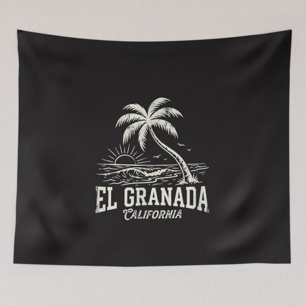 Item preview, Vintage El Granada California Beach Palm Tree Coastal Sunset Design designed and sold by kiralynstration.