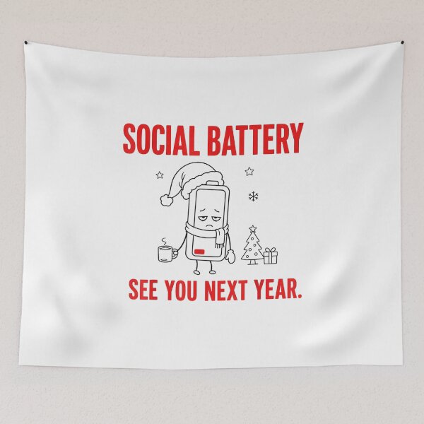 Item preview, Funny Christmas Introvert Social Battery Holiday Recharge Vintage Design designed and sold by kiralynstration.