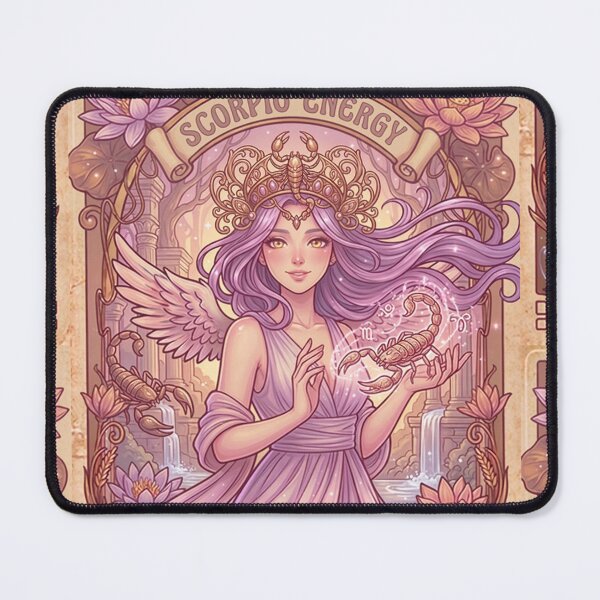 Item preview, Scorpio Energy Zodiac Goddess — Mystical Scorpio Astrology Anime Illustration, Pink Lavender Lilac or Brown Palette, Celestial Witch Art Print, Scorpio Gift designed and sold by RSDigitalPrintDesign.