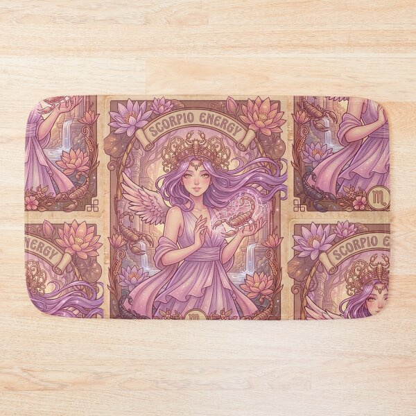 Item preview, Scorpio Energy Zodiac Goddess — Mystical Scorpio Astrology Anime Illustration, Pink Lavender Lilac or Brown Palette, Celestial Witch Art Print, Scorpio Gift designed and sold by RSDigitalPrintDesign.
