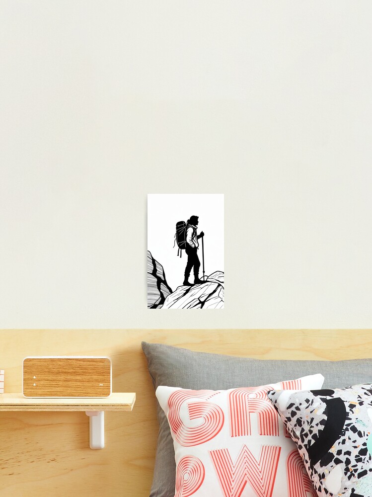 Thumbnail 2 von 3, Fotodruck, Art - Hiker Silhouette, Aesthetic of Antique Engraving designt und verkauft von Reverso-Design.