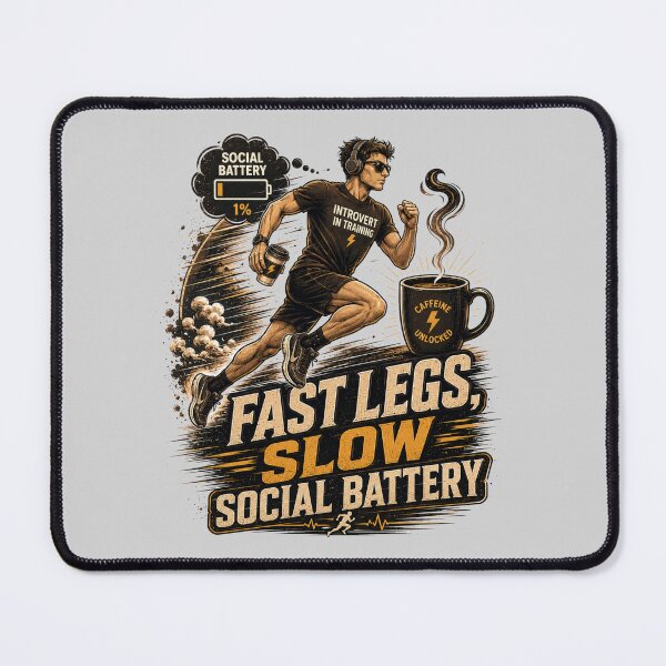 Item preview, Fast Legs Slow Social Battery Runner designed and sold by pradeepvisuals.