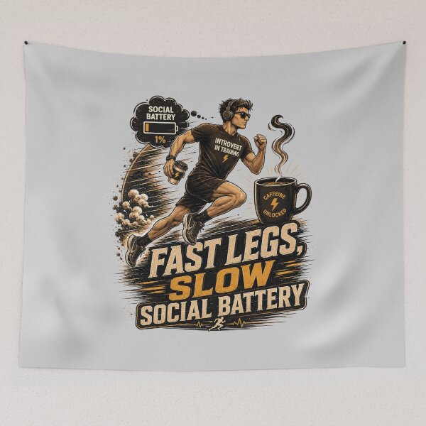 Item preview, Fast Legs Slow Social Battery Runner designed and sold by pradeepvisuals.