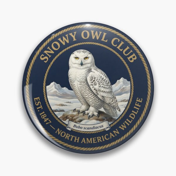 Item preview, Snowy Owl Club Vintage Badge North American Wildlife designed and sold by CalmCapy Co.