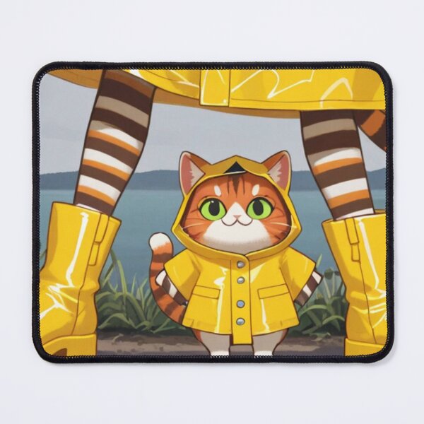 Item preview, Cute Kitten and Cat in Matching Yellow Raincoats – Adorable Rainy Day Cat Ar designed and sold by BLUESKY11a.