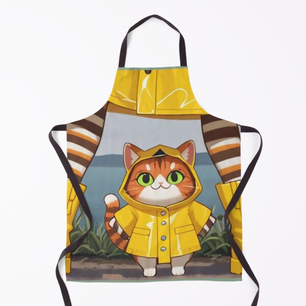 Item preview, Cute Kitten and Cat in Matching Yellow Raincoats – Adorable Rainy Day Cat Ar designed and sold by BLUESKY11a.