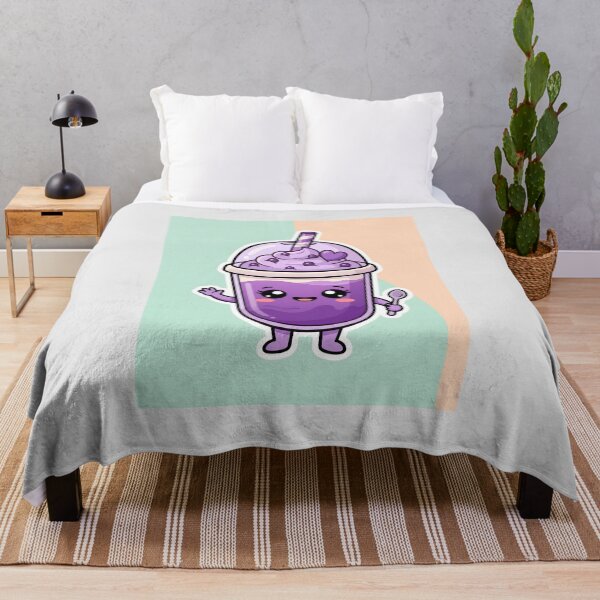Item preview, Kawaii Cute Purple Ube Boba Drink Character designed and sold by SplashTastic.