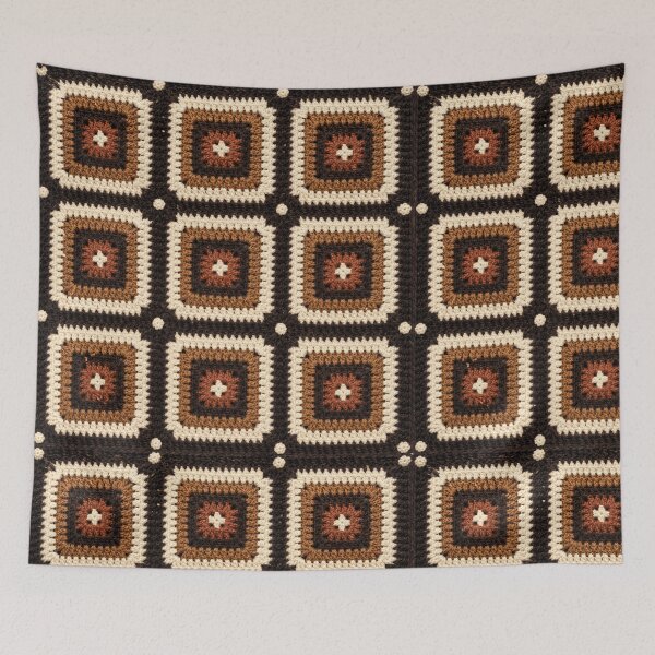Item preview, Black Brown Crochet Square Geometric Star Center designed and sold by LuisWorks.