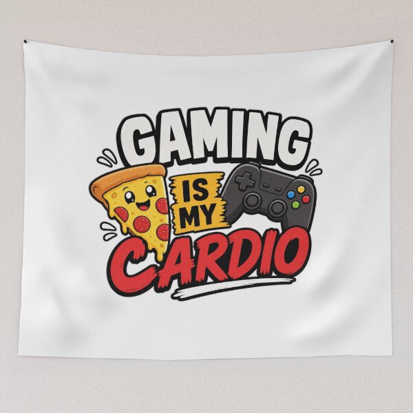 Item preview, GAMER play station Gaming Is My Cardio T-Shirt - Funny Pizza & Controller Design designed and sold by Uglyandcute.