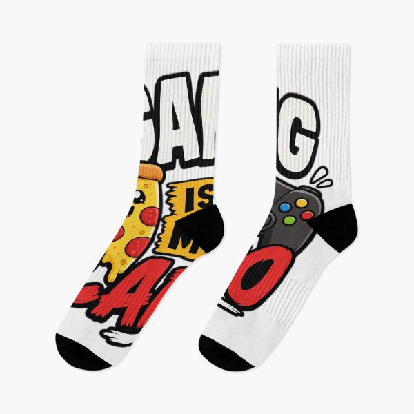 Aperçu de l'œuvre T-shirt GAMER PlayStation « Le jeu, c'est mon cardio » - Design humoristique pizza et manette créée et vendue par Uglyandcute.