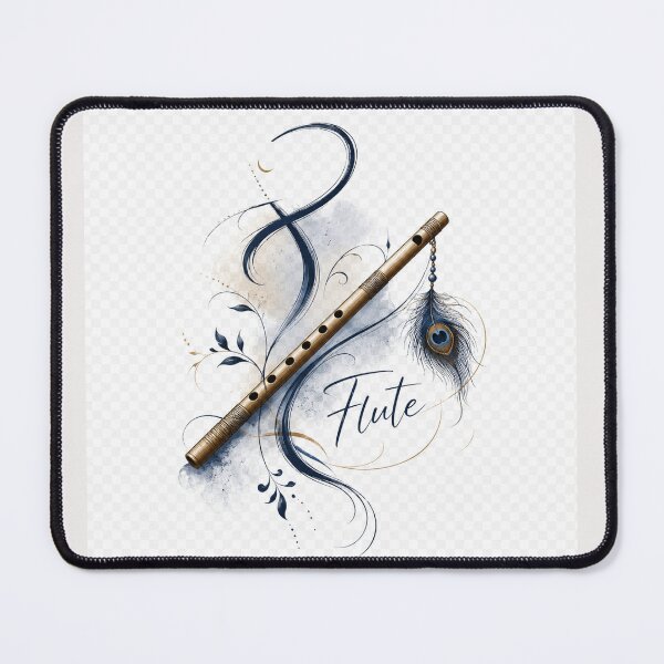 Item preview, Elegant Peacock Feather Flute Illustration | Musical Art Design designed and sold by EdgeSphere.