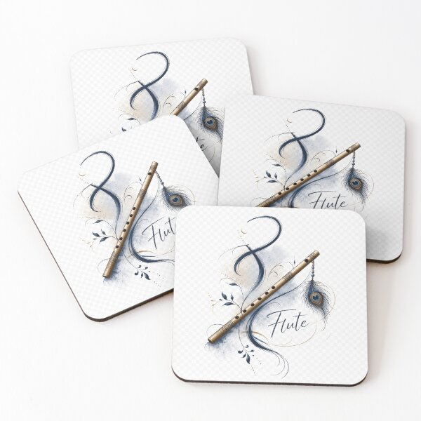 Item preview, Elegant Peacock Feather Flute Illustration | Musical Art Design designed and sold by EdgeSphere.