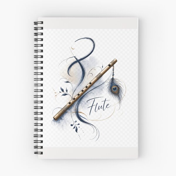 Item preview, Elegant Peacock Feather Flute Illustration | Musical Art Design designed and sold by EdgeSphere.