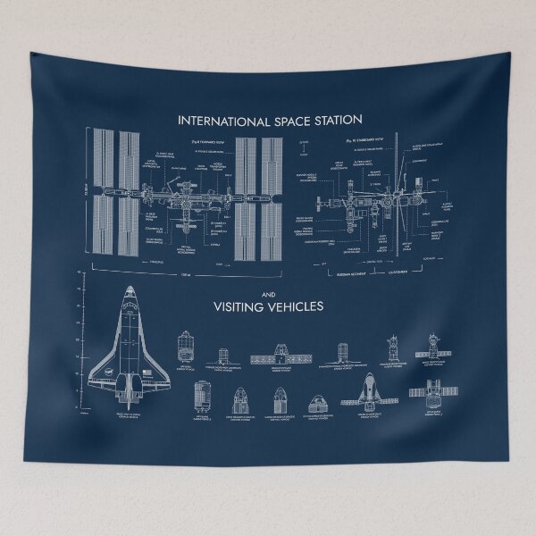Item preview, International Space Station and Past Present and Future Visiting Vehicles (Navy Background) designed and sold by BGALAXY.
