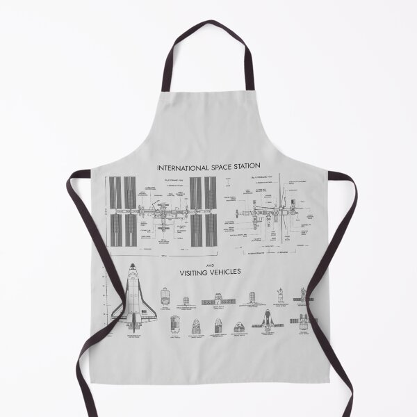 Item preview, International Space Station and Past Present and Future Visiting Vehicles (White Stencil - No Background Blueprint) designed and sold by BGALAXY.