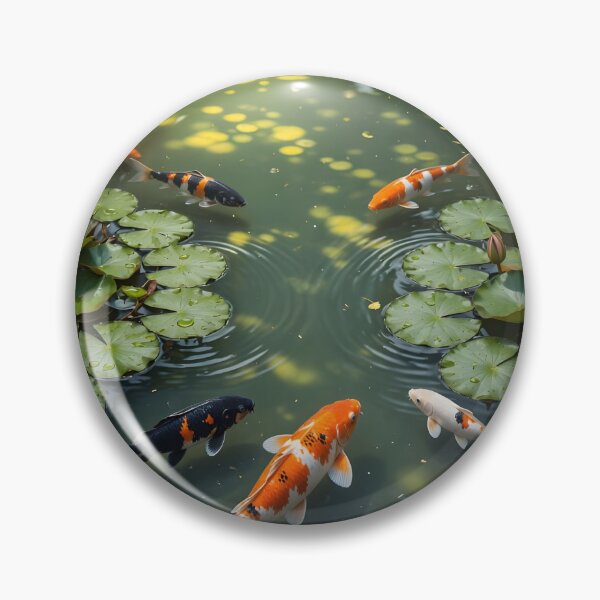 Item preview, Tranquil Koi Pond with Blooming Water Lilies | Peaceful Japanese Garden Art designed and sold by DreamyWallVibes.