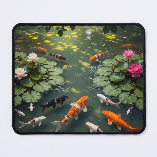 Item preview, Tranquil Koi Pond with Blooming Water Lilies | Peaceful Japanese Garden Art designed and sold by DreamyWallVibes.