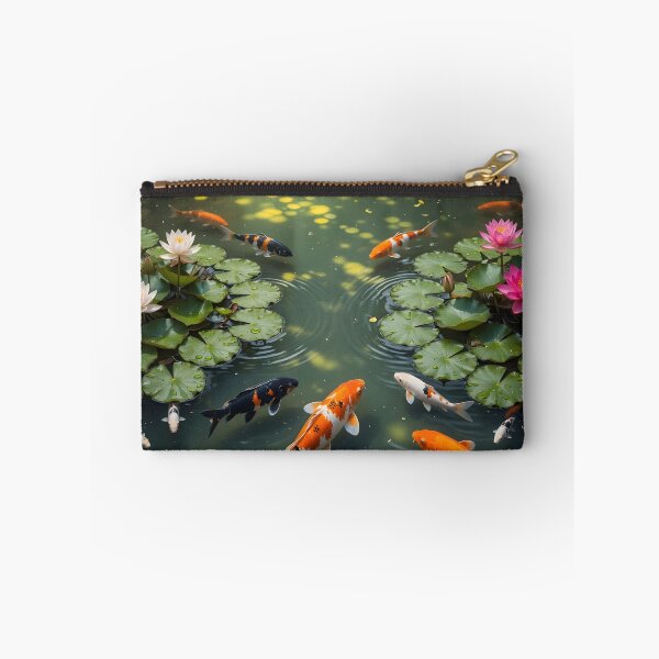 Item preview, Tranquil Koi Pond with Blooming Water Lilies | Peaceful Japanese Garden Art designed and sold by DreamyWallVibes.