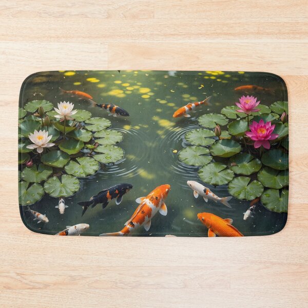 Item preview, Tranquil Koi Pond with Blooming Water Lilies | Peaceful Japanese Garden Art designed and sold by DreamyWallVibes.