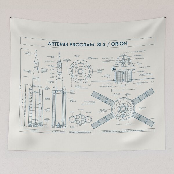 Artikelvorschau, Artemis Program. SLS and Orion Spacecraft (Blue and Bone) entworfen und verkauft von BGALAXY.