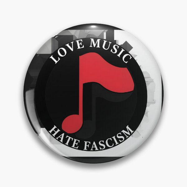 Item preview, Love Music Hate Fascism Note Emblem designed and sold by DizayDizay.