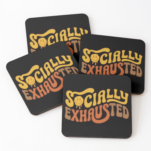 Item preview, Socially Exhausted Retro Groovy Typography Funny Introvert Aesthetic designed and sold by WorldShop17.