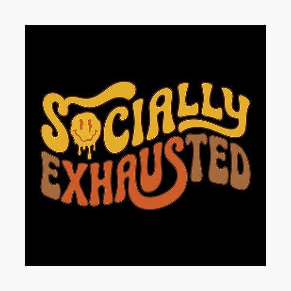 Item preview, Socially Exhausted Retro Groovy Typography Funny Introvert Aesthetic designed and sold by WorldShop17.