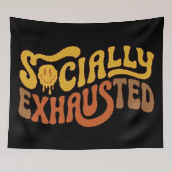 Item preview, Socially Exhausted Retro Groovy Typography Funny Introvert Aesthetic designed and sold by WorldShop17.