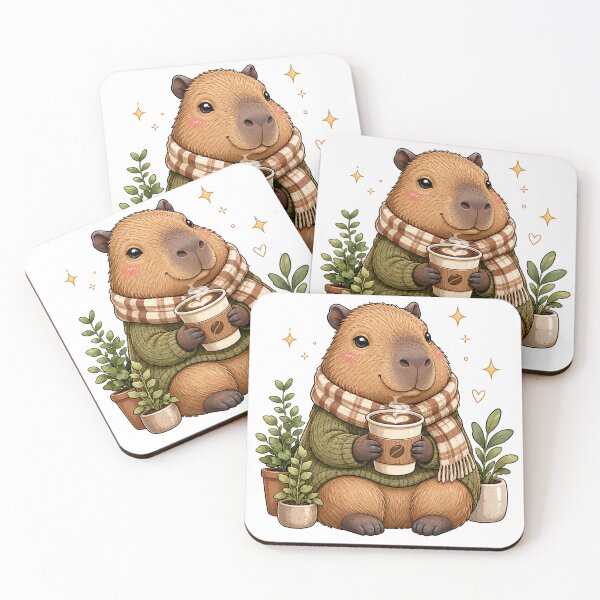 Item preview, Cozy Capybara with Hot Coffee designed and sold by Lobory.
