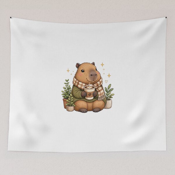 Item preview, Cozy Capybara with Hot Coffee designed and sold by Lobory.