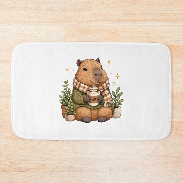 Item preview, Cozy Capybara with Hot Coffee designed and sold by Lobory.