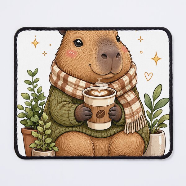 Item preview, Cozy Capybara with Hot Coffee designed and sold by Lobory.