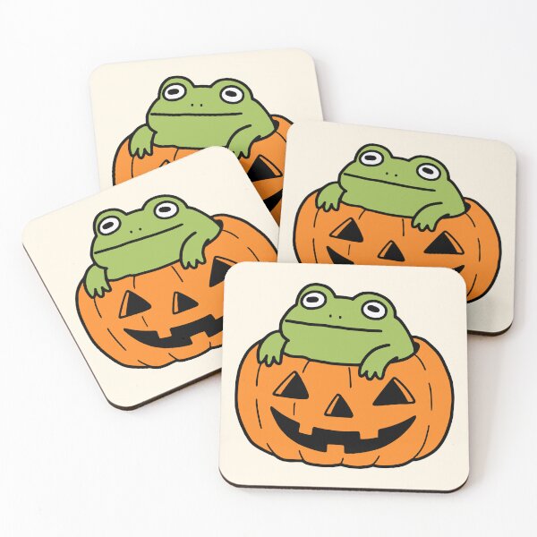 Item preview, Cute Frog in Halloween Pumpkin designed and sold by Doodlywood.