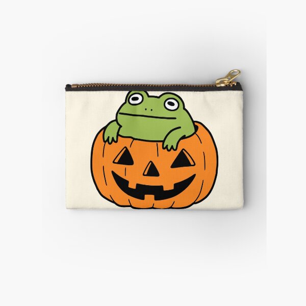 Item preview, Cute Frog in Halloween Pumpkin designed and sold by Doodlywood.