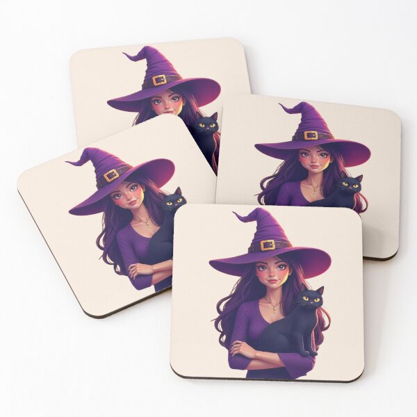 Item preview, Cute Halloween Witch with Black Cat Spooky Kawaii Witch Cat Funny October Halloween Gift designed and sold by KhadijaBatool38.