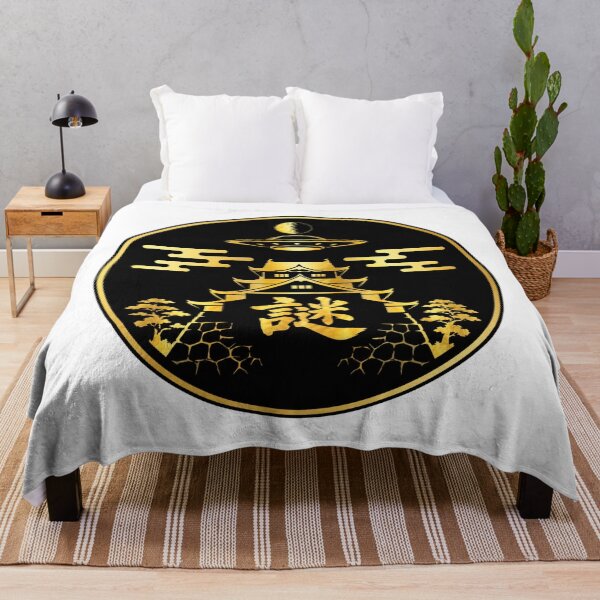 Item preview, Luxury Gold Japanese Castle UFO Kanji "Nazo" Mystery Emblem | Black & Gold Retro Japan Design designed and sold by Handcan.