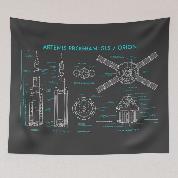 Item preview, Artemis Program. SLS and Orion Spacecraft (Grey and Turquoise) designed and sold by BGALAXY.
