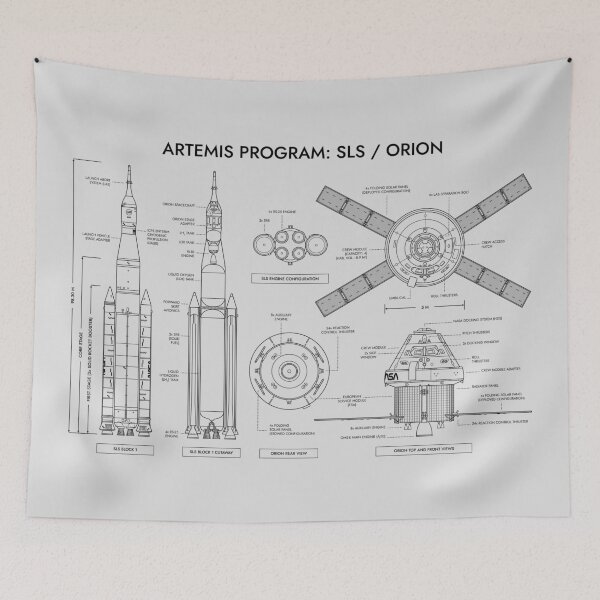 Item preview, Artemis Program. SLS and Orion Spacecraft (White Stencil - No Background) designed and sold by BGALAXY.