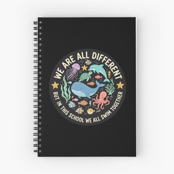 Item preview, We Are All Different But In This School We All Swim Together Funny Ocean Animal designed and sold by TavellynArt.