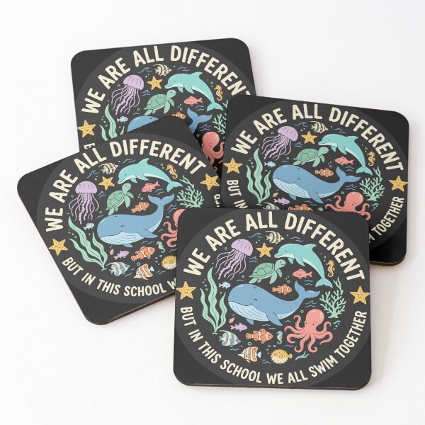 Item preview, We Are All Different But In This School We All Swim Together Funny Ocean Animal designed and sold by TavellynArt.