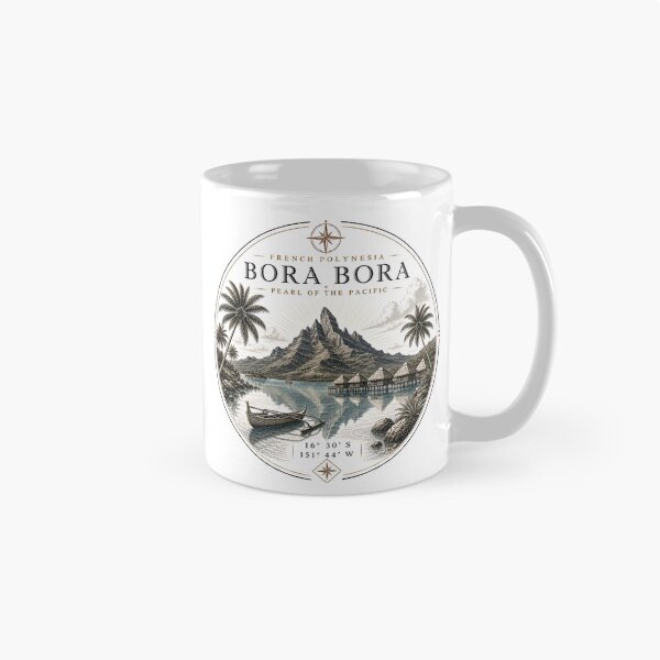 Item preview, Bora Bora Premium Line Art | Mount Otemanu & French Polynesia Coordinates  designed and sold by Nicole8912.